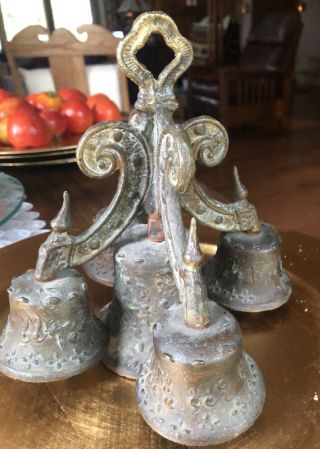 Vintage Brass Church Communion Bells (1 Large,  4 Small) Sound