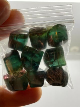 Polished Bi - Color Tourmaline Gemstones - 32.  7 Grams - Vintage Estate Find