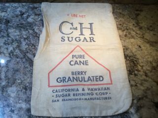 Vintage C And H Sugar Sack Or Bag.  5lb.  Cotton Material Calif.  & Hawaii 1939