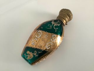 Antique 19th Century Moser Emerald Green Gilt Perfume/scent Bottle.