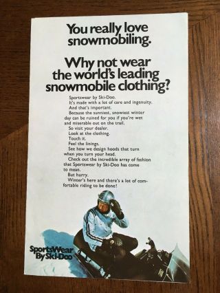 1972 Vintage Ski - Doo Snowmobile Clothing Brochure