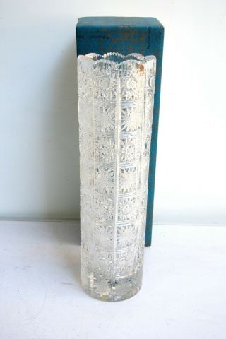 Vintage Bohemia Queen Lace Hand Cut 24 Crystal Vase 35cm 13