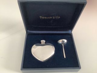 Fine Vintagetiffany Silver Heart Shaped Perfume/scent Bottle With Funnel.