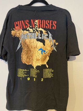 Vintage Guns N Roses Metallica 1992 Concert Tshirt 3
