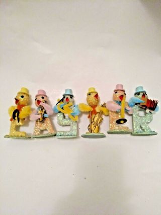 Bethany Lowe Vintage Style Easter Chick Band Musician Chenille Mica Figures