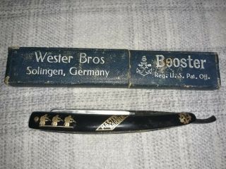 Vintage Wester Bros " Booster " Straight Razor Solingen Germany Springfield Mo