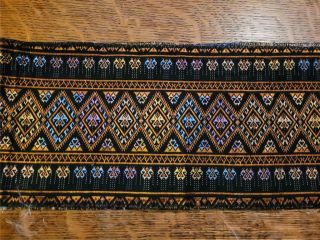 Vtg Stitch In Time Hand Woven Silk Band Trim Geometric Orange Purple Black 70x7