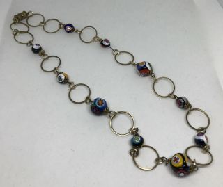 Vintage Estate Venetian Murano Millefiori Art Glass Graduated Bead Necklace