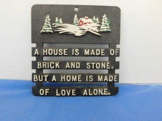 Vtg Square Trivet A House Is Made Of Brick And Stone,  But A Home Is Made Of Love