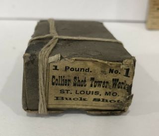 1880’s Collier Shot Tower Company Lead Shot 1 Lb Box 1 Shot St Louis Mo - Gun