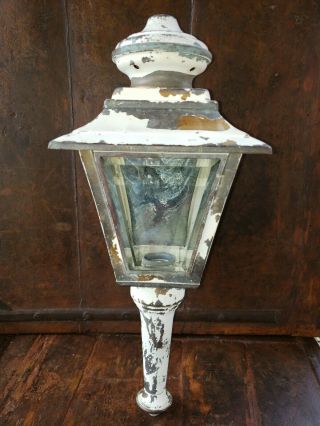 Vintage Distressed Brass Glass Wall Sconce Porch Light Lamp