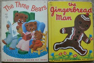 2 Vintage Rand Mcnally Jr Elf Books The Three Bears,  The Gingerbread Man