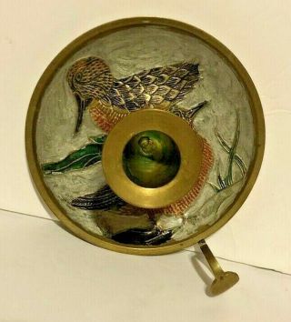 Vintage Duck Chamber Candlestick Holder - Brass And Painted Enamel