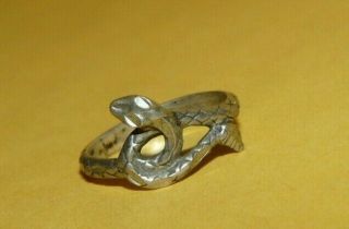 Vintage Fred Harvey Era Native Navajo Sterling Silver " Snake " Ring Size 4 Signed