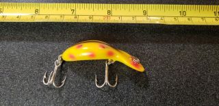 Vintage Heddon Tiny Tad Fishing Lure Yellow/red Dots