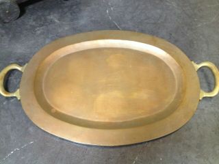 Vintage Oval Brass Tray With Handles