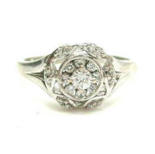 Vintage Sterling Silver Diamond Cluster Right Hand Ring