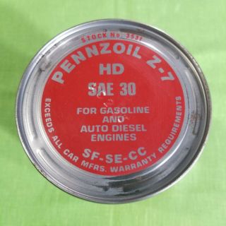 Vintage Pennzoil 1 Quart Oil Can Full Old Stock 3531 S.  A.  E.  30 3