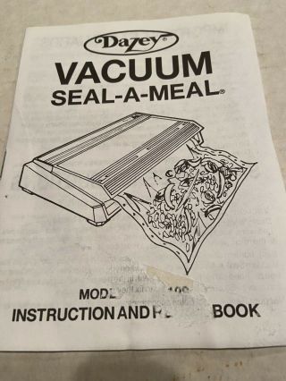 Vtg Seal - A - Meal Vacuum Food Sealer Model Sam - 3 Dazey Plus 8 Rolls Of Bags