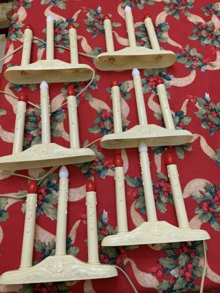 Vintage Set Of 6 Safe - T - Glo Candoliers 3 Lights Drip Wax Christmas Window Candle