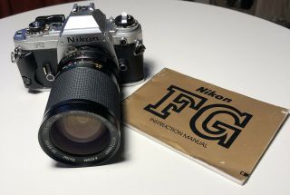 Vintage Nikon Fg 35mm Camera With 28 - 85mm Lens