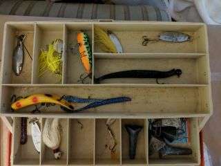 Plano Tackle Box loaded with vintage lures weights hooks Etc 2