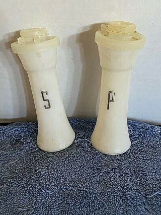 Vintage Tupperware Mini Hourglass Salt & Pepper Shakers,  White