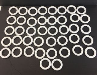 42 Wooden Curtain Rings With Round Eye White Wood Drapery Vtg Vintage With Screw