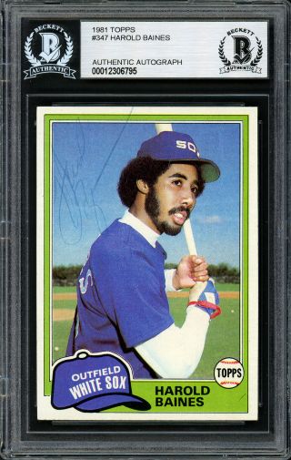 Harold Baines Autographed Signed 1981 Topps Rookie Card Vintage Beckett 12306795