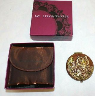 JAY STRONGWATER ENAMEL JEWELED JUNGLE TIGER DOUBLE MIRROR COMPACT RETAIL $295 2