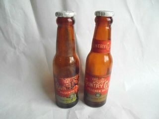 Vintage Goetz Country Club Beer Miniature Bottles Salt & Pepper Shakers