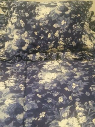 Ralph Lauren Vintage Comforter Staffordshire Twin And Three Pillow Shams Cotton