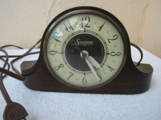 Vintage 1930s Sessions Art Deco Electric Mantle Clock Model 3w Wood Case