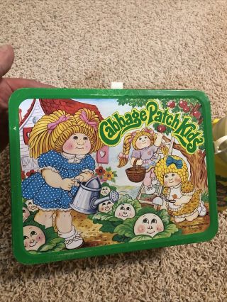 VINTAGE 1983 CABBAGE PATCH KIDS Metal Lunch Box w/ Thermos 2
