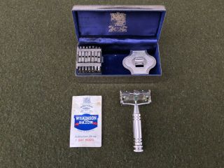 Vintage Wilkinson 7 Day Razor With All 7 Blades In Orig Box