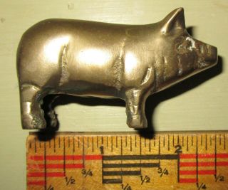 Vintage Small Brass Country Pig Figurine 2 - 1/4 " X1 " X 1 - 1/4 " (tall) Pantina