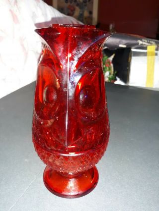 Xmas Red Vtg Viking Glass Owl Bird Fairy Lamp Mcm Votive Candle Mcm Hippie Art