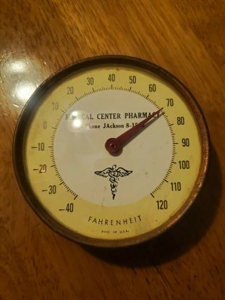 Vintage Thermometer Physicians Advertising 4 Inch Diameter.