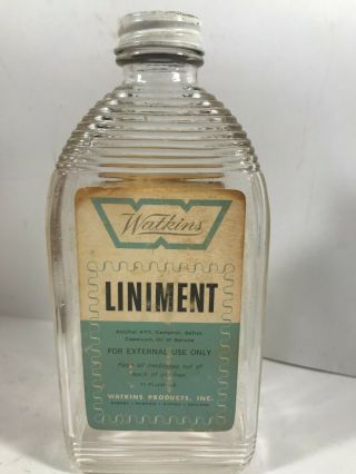Vintage Watkins Liniment Oil Ribbed Glass Bottle