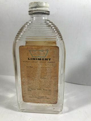 Vintage WATKINS Liniment Oil Ribbed Glass Bottle 3