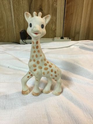 Vintage Giraffe Teether Rubber Squeaky Toy 7 " Tall