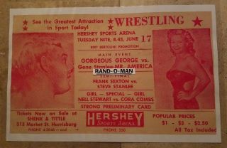 Vintage 1952 Wrestling Poster Gorgeous George Vs Gene Stanlee " Mr.  America "
