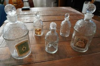 Vintage Set Of 5 Guerlain Eau De Cologne Imperiale Bottles,  Large And Small