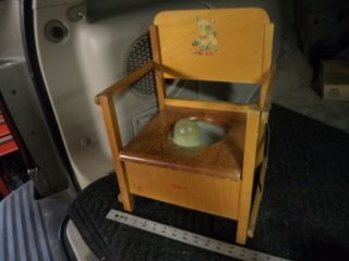 Vtg.  Baby Wooden Potty Chair Hedstrom Usa.  Made Folds 50 