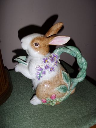 Vintage Fitz And Floyd Easter Bunny Rabbit Tea Pot