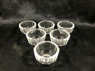 Set Of 6 Clear Glass Paneled 1 - 3/4” Individual Salt Cellars Vintage