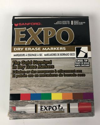 Vintage Expo Dry Erase Sanford Markers Set 8 Chisel Tip Smelly 1995