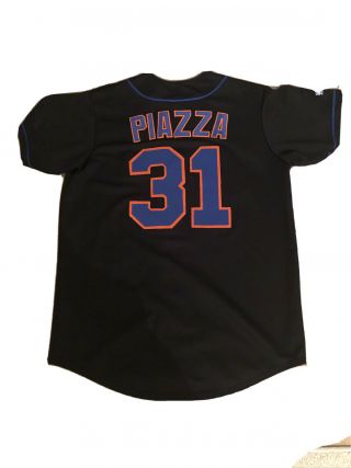 Vintage Majestic York Mets Mike Piazza Jersey 31 Size Large Black 2