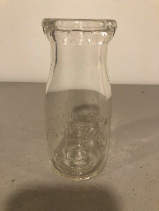 Vintage Embossed Glass Milk Bottle Flemington Nj Bush Dairy Farm Half Pint