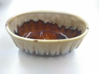 Vintage Brush 804 Usa Pottery Oval Planter 7 " Brown With Tan Dipped Top Lip
